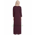 Front open abaya with frills on panels and sleeves- Maroon Front open abaya with frills on panels and sleeves- Maroon
